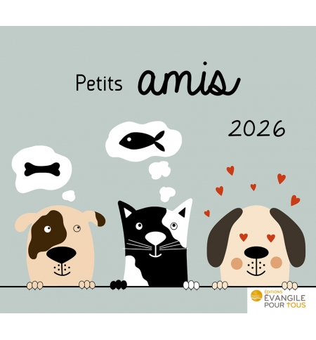 Calendrier Petits amis 2026 Mensuel avec 12 jolis dessins et versets