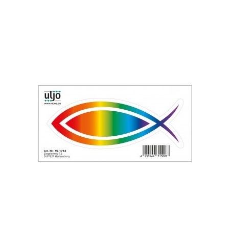 Autocollant Ichtus arc-en-ciel 12.5cm