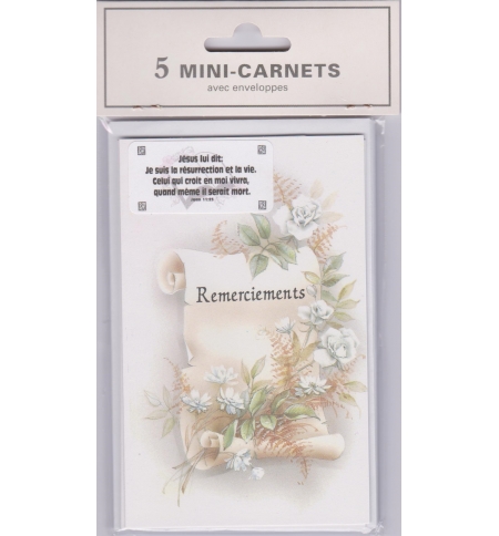 Cartes Condoléances Remerciements (paquet de 5 mini-carnets)