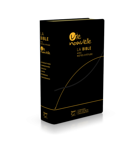 Bible d'étude Vie nouvelle, Segond 21, noire couverture souple, fibrocuir,tranch