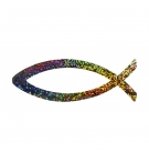 Autocollant - Ichthus magnétique arc en ciel