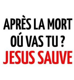 Autocollant Après la mort où vas-tu ? Jesus sauve 10x15cm 