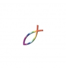 Autocollant Ichtus arc en ciel 9cm