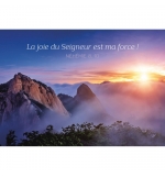 CARTE avec verset Lever de soleil sur les montagnes