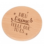 Miroir de poche en bois "Dieu t'aime tel que tu es"