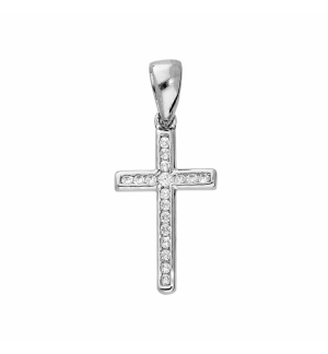 PENDENTIF CROIX ARGENT RHODIE OXYDES BLANCS SERTIS GRAND MODELE