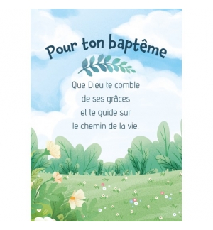 Carte Baptême Paysage verdoyant dessiné