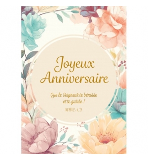 Carte avec verset sur motif floral