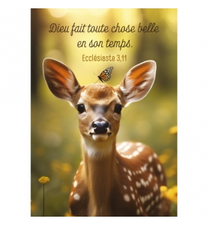 Mini-carte Faon avec un papillon sur la tête