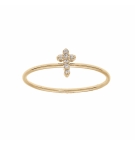 BAGUE PLAQUÉ OR CROIX OXYDES BLANCS SERTIS