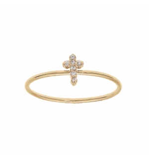 BAGUE PLAQUÉ OR CROIX OXYDES BLANCS SERTIS