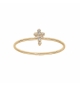 BAGUE PLAQUÉ OR CROIX OXYDES BLANCS SERTIS