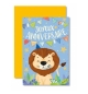 Carnet Joyeux Anniversaire Lion serpentin sur fond bleu