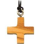 Croix sur cordon carré - bois d'olivier - 22mm