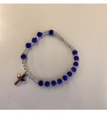 Bracelet croix - immitation cristal bleu/ saphyre