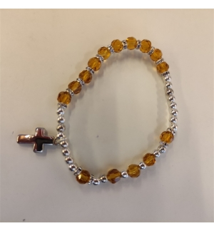 Bracelet croix - immitation cristal topaze jaune