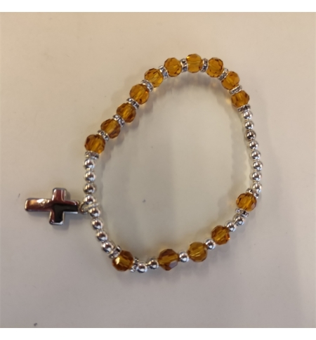 Bracelet croix - immitation cristal topaze jaune