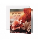 Carte double Carré Condoléances Fleurs et feuilles d'automne