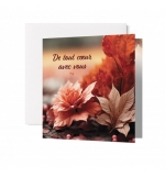 Carte double Carré Condoléances Fleurs et feuilles d'automne