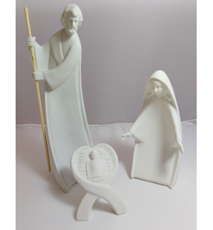 Sainte famille (3pièces) en résine blanc 26cm