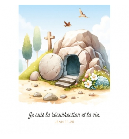 Carte avec verset Illustration de la tombe ouverte