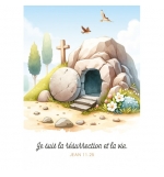 Carte avec verset Illustration de la tombe ouverte