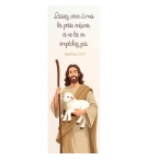 Signet avec verset biblique Illustration de Jésus portant une brebis. 