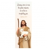 Signet avec verset biblique Illustration de Jésus portant une brebis. 