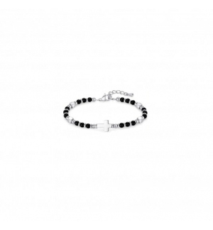 Bracelet de perles "Croix" Noir