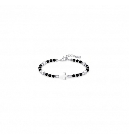 Bracelet de perles "Croix" Noir