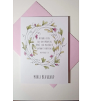 Carte Double Merci Beaucoup-Couronne Fleurs Roses Matthieu 5v7