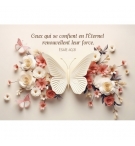 Carte Avec Verset Papillon et fleurs en origami
