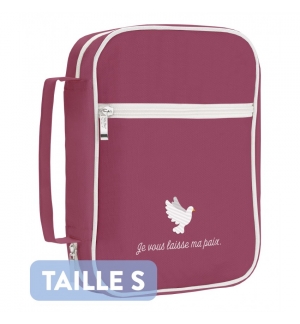 Housse pour Bible grenat "Je vous laisse ma paix" taille S