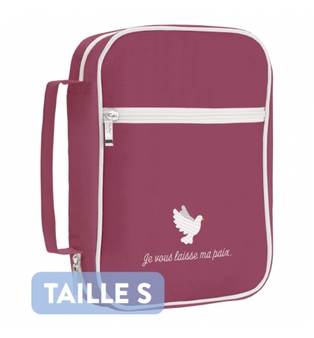 Housse pour Bible grenat "Je vous laisse ma paix" taille S