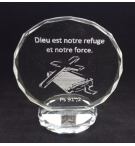 Cadre/semi-cristal - 8cm - Dieu est notre refuge … PS 91.2 (92x78mm)
