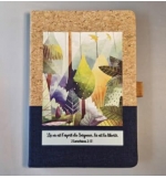 Carnet A5 liège et toile Bleu foncé, 2 Corinthiens 3 : 17