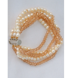 Bracelet - Perles fumées et nacre