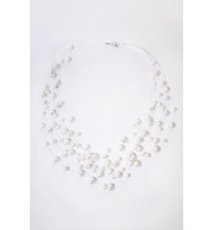 Collier - Cascade de perles blanches