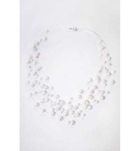Collier - Cascade de perles blanches