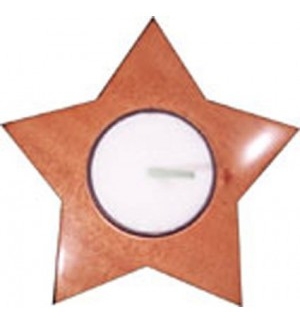 Support étoile en bois avec bougie Noel 