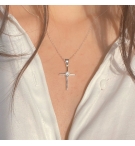 Pendentif croix filigrane argent et cristal Zirconium