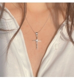 Pendentif croix filigrane argent et cristal Zirconium