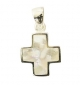 Pendentif croix nacré blanc - Argent 925% rhodié- 14mm