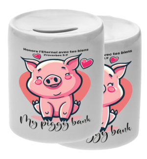 TIRELIRE CERAMIQUE PINK PIG HONORE L'ETERNEL AVEC…PROV.3.9 