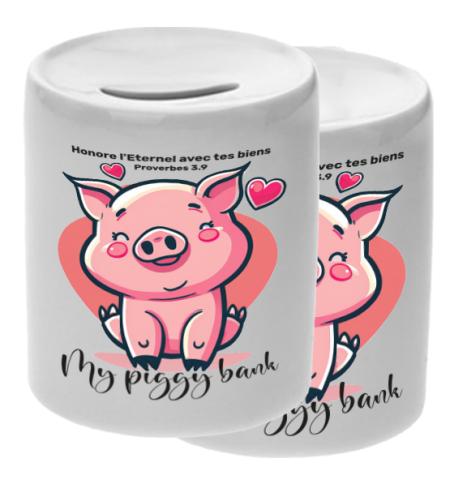 TIRELIRE CERAMIQUE PINK PIG HONORE L'ETERNEL AVEC…PROV.3.9 