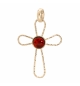 PENDENTIF PLAQUÉ OR CROIX CABOCHON AMBRE VERITABLE