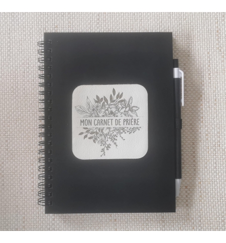 Carnet "Mon carnet de prière" noir et cuir 1