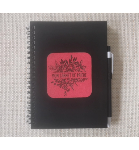 Carnet "Mon carnet de prière" noir et cuir 5