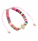 Bracelet perles plates et croix rose