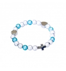 Bracelet de perles irisées « Enfant » turquoise et blanc
